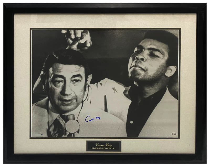 Cassius Clay (Muhammad Ali) Autographed with Cosell Custom Framed & Matted 16" x 20" Photo LE 6/10 Steiner Sports
