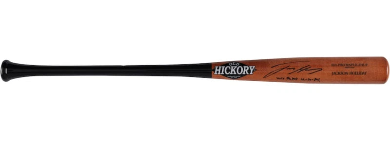 Jackson Holliday Autographed/Inscribed "MLB Debut 4-10-24" Old Hickory Game Model Bat Fanatics