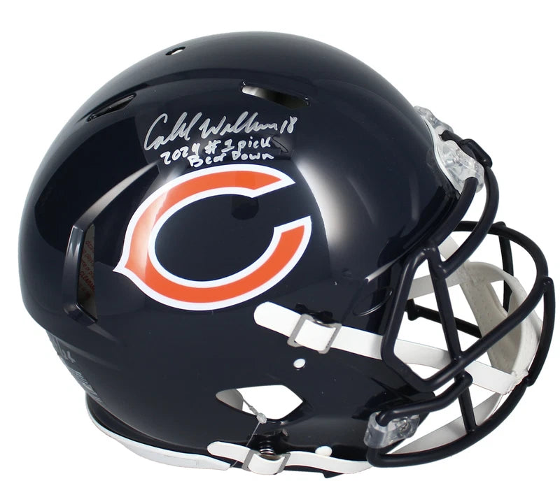 Caleb Williams Autographed/Inscribed "2024 #1 pick Bear Down" Chicago Bears Speed Authentic Helmet Fanatics LE 14/24