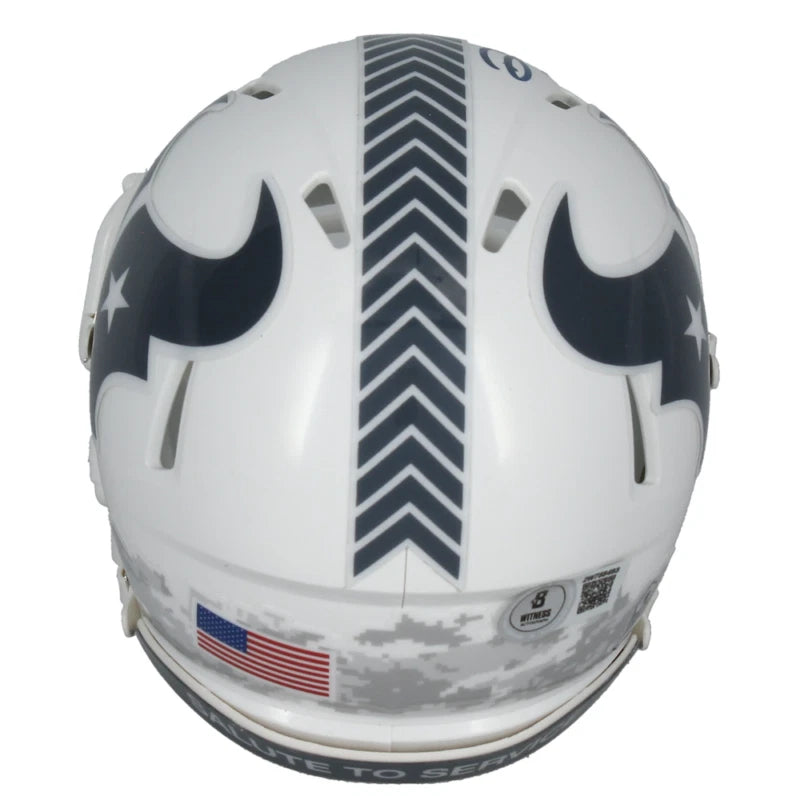 Dalton Schultz Autographed Houston Texans 2024 Salute to Service Speed Mini Helmet Beckett Witnessed