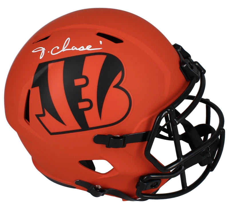 Ja'Marr Chase Autographed Cincinnati Bengals RAVE Speed Full Size Helmet Beckett Witnessed