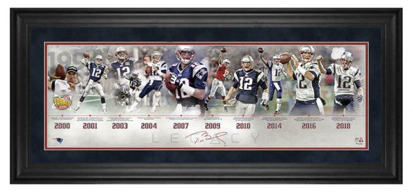 TOM BRADY New England Patriots Legacy Career 10" x 30" Framed Timeline Collage