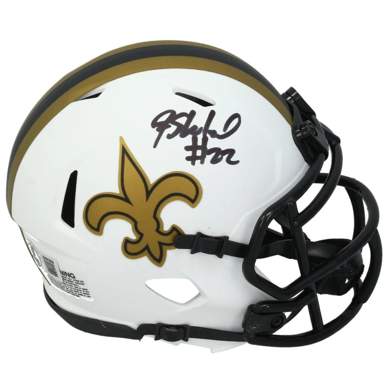 Rashid Shaheed Autographed New Orleans Saints Speed Lunar Eclipse Mini Helmet Beckett Witnessed
