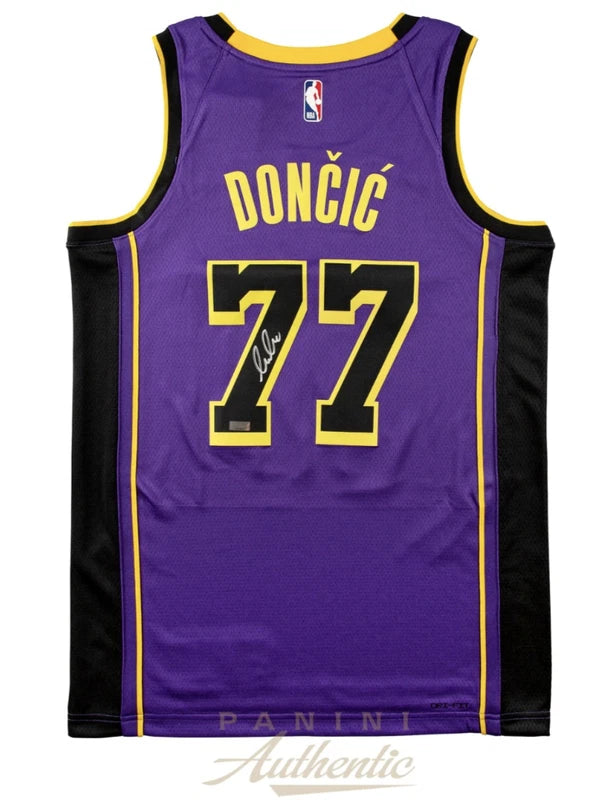 Luka Doncic Autographed Los Angeles Lakers Purple Nike Statement Edition Swingman Jersey Panini