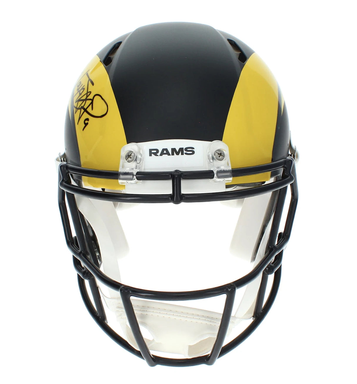 Matthew Stafford Autographed Los Angeles Rams Black Rivalries Speed Authentic Helmet Beckett Witnessed