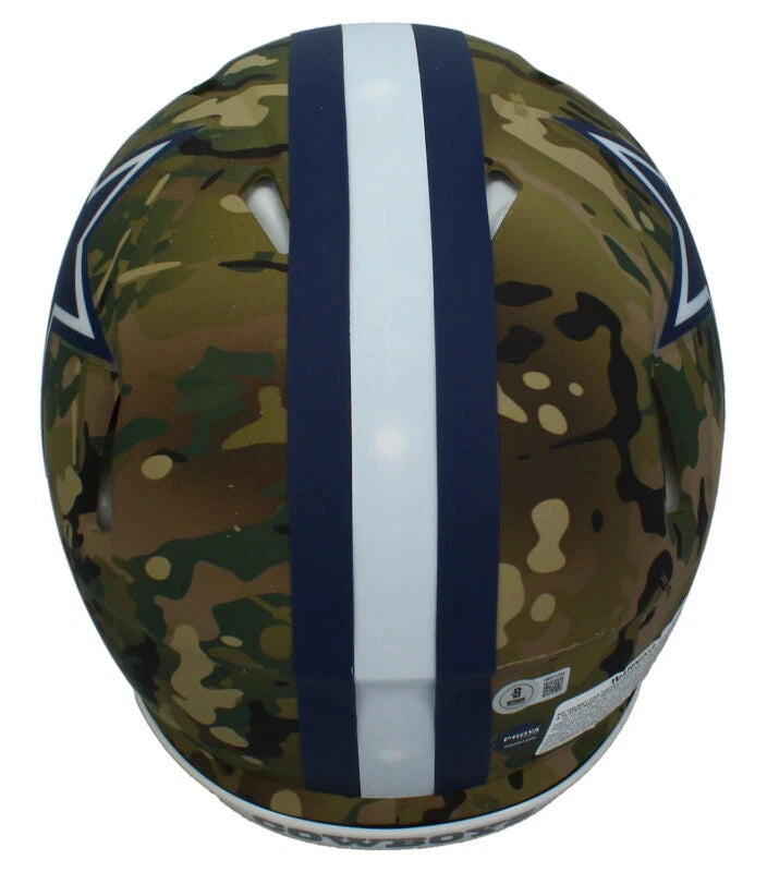 Emmitt Smith Autographed Dallas Cowboys CAMO Speed Authentic Helmet Beckett Witnessed