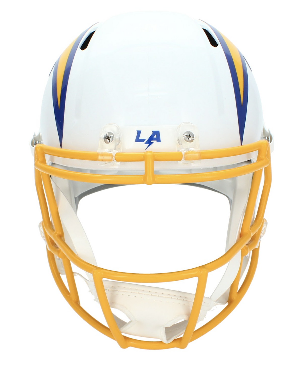 Omarion Hampton Autographed Los Angeles Chargers Royal Color Rush Speed Full Size Helmet Beckett Witnessed