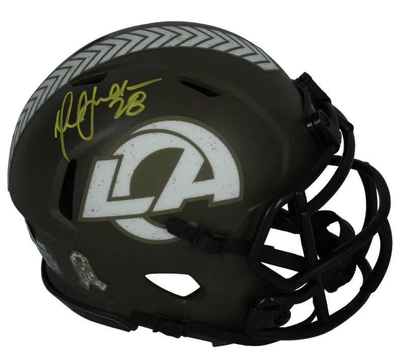 Marshall Faulk Autographed 2022 Salute to Service Speed Mini Helmet Beckett Witnessed