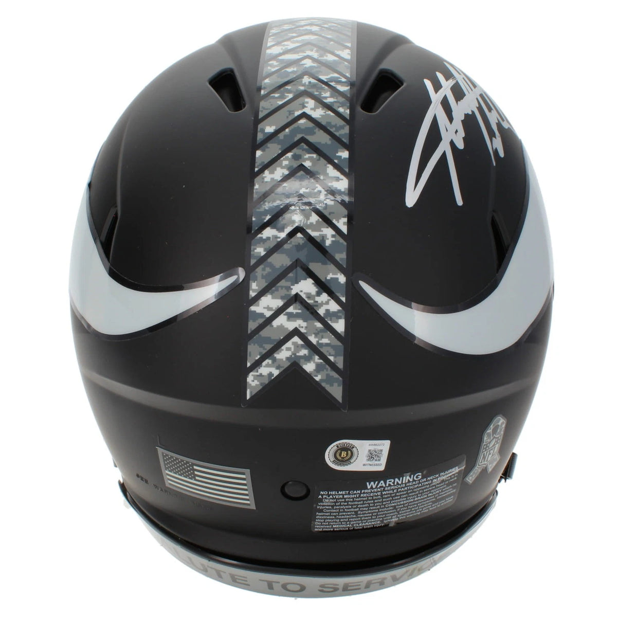Adrian Peterson Autographed Minnesota Vikings 2026 Salute to Service Speed Authentic Helmet Beckett Witnessed
