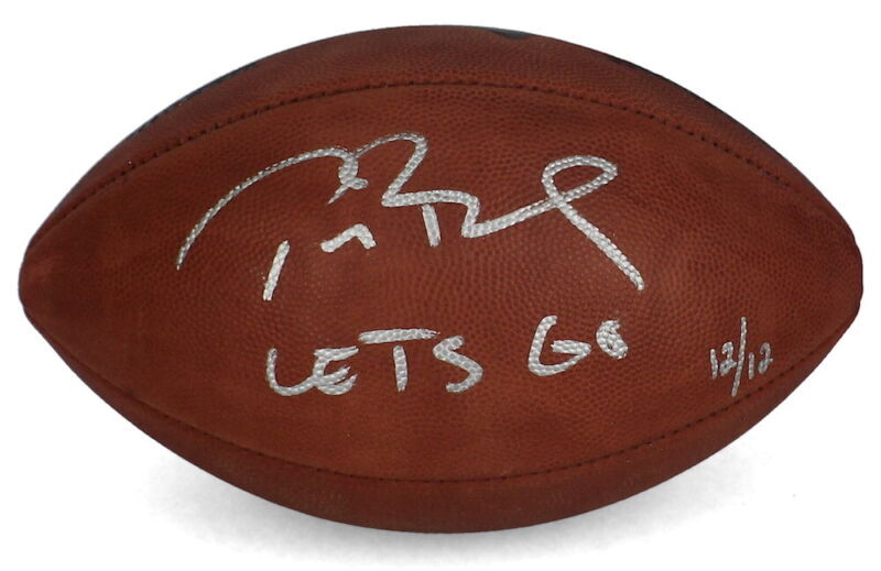 Tom Brady Autographed/Inscribed "Let's Go" New England Patriots Metallic Logo Football Fanatics LE 12/12