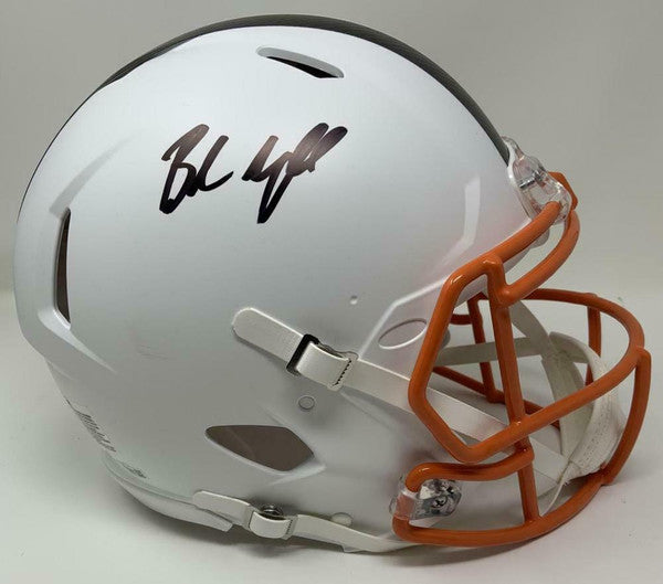BAKER MAYFIELD Autographed Cleveland Browns White Matte Speed Authentic Helmet FANATICS