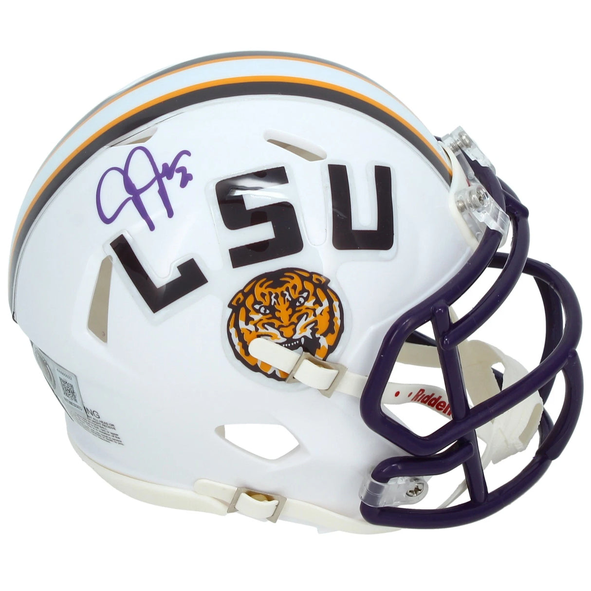 Justin Jefferson Autographed LSU Tigers White Speed Mini Helmet Beckett Witnessed
