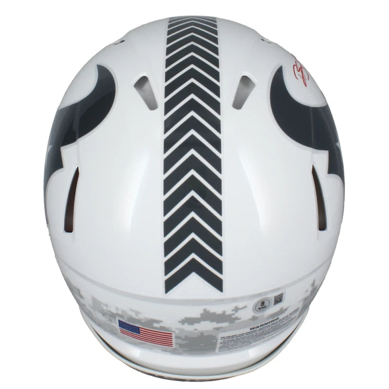Dalton Schultz Autographed Houston Texans 2024 Salute to Service Speed Authentic Helmet Beckett Witnessed