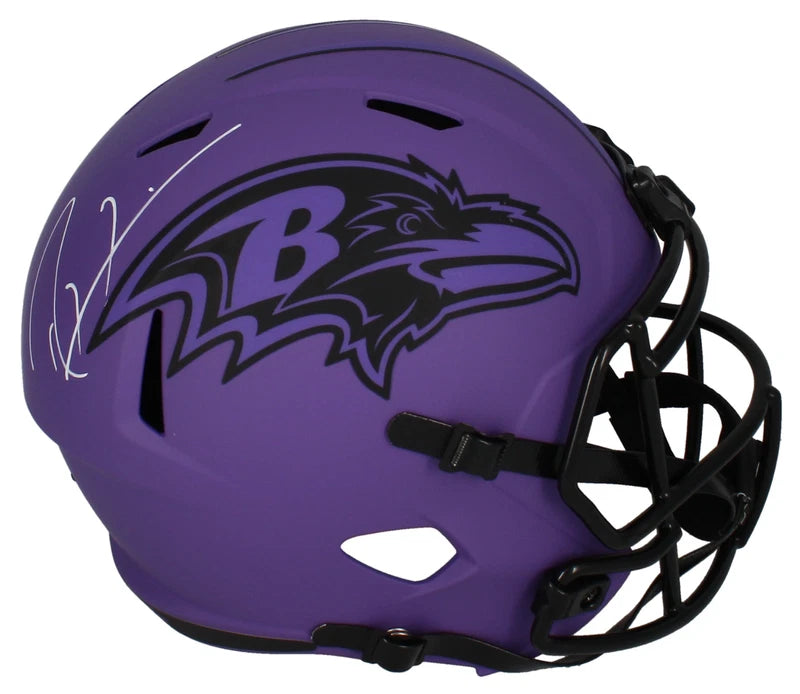 Ray Lewis Autographed Baltimore Ravens RAVE Speed Full Size Helmet Beckett Witnessed