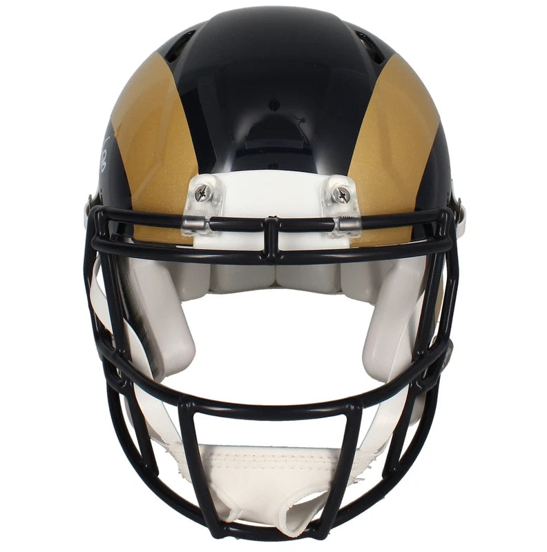 Marshall Faulk Autographed Rams 2006-16 Throwback Speed Authentic Helmet Beckett Witnessed