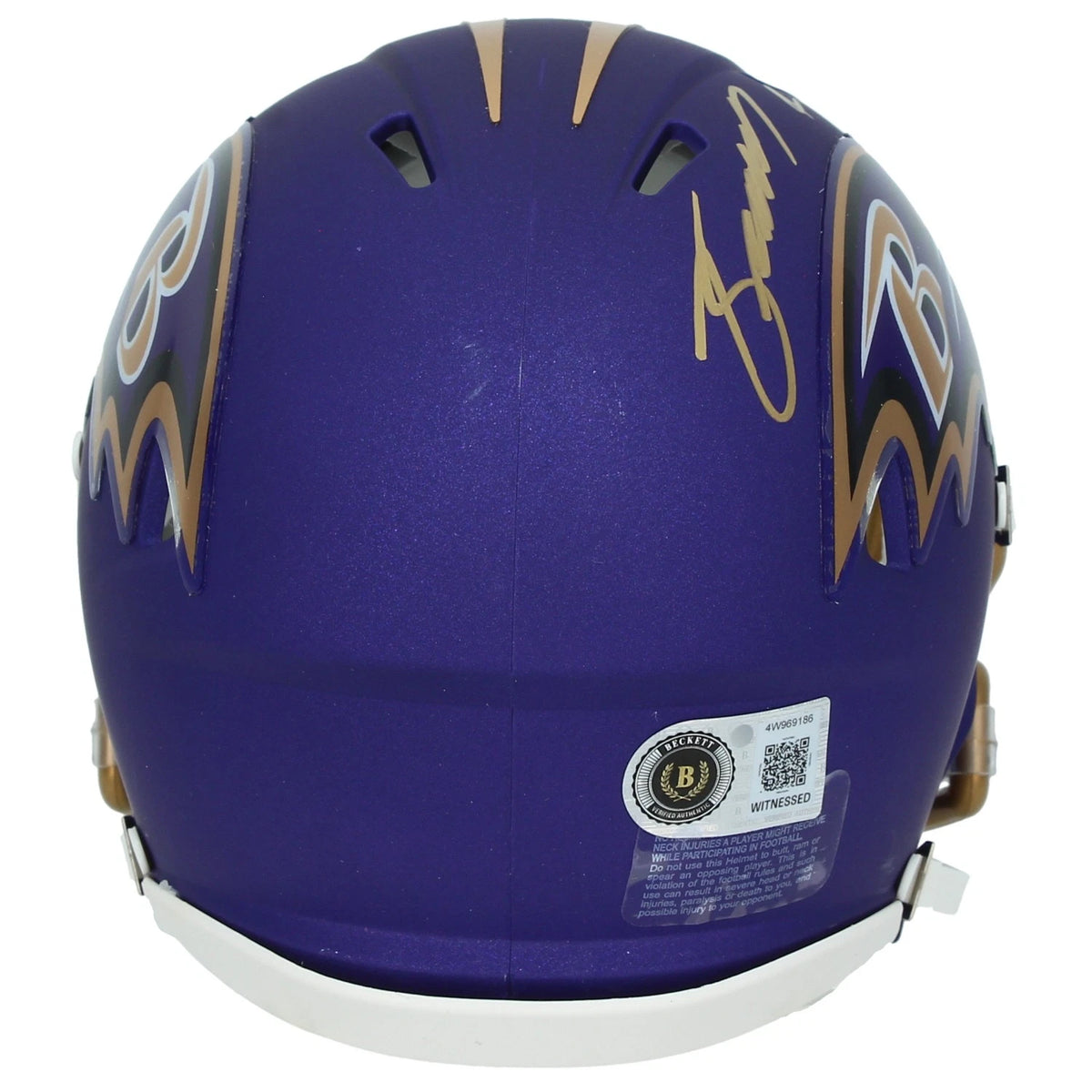 Zay Flowers Autographed Baltimore Ravens Purple Alternate "Purple Rising" Speed Mini Helmet Beckett Witnessed