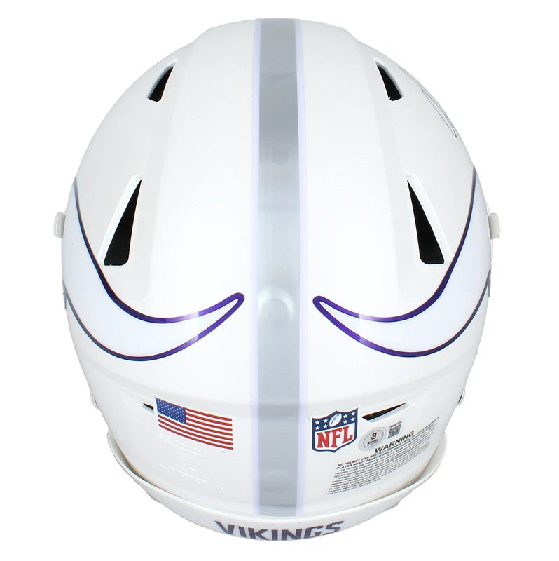 Justin Jefferson Autographed Minnesota Vikings White 2024 Alternate Speedflex Authentic Helmet Beckett Witnessed