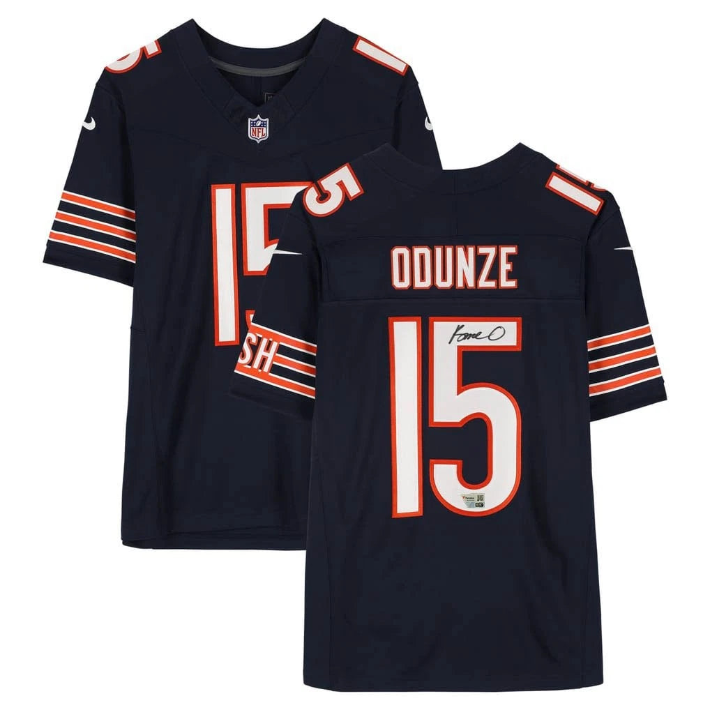 Rome Odunze Autographed Chicago Bears Navy Nike Vapor F.U.S.E. Limited Jersey Fanatics