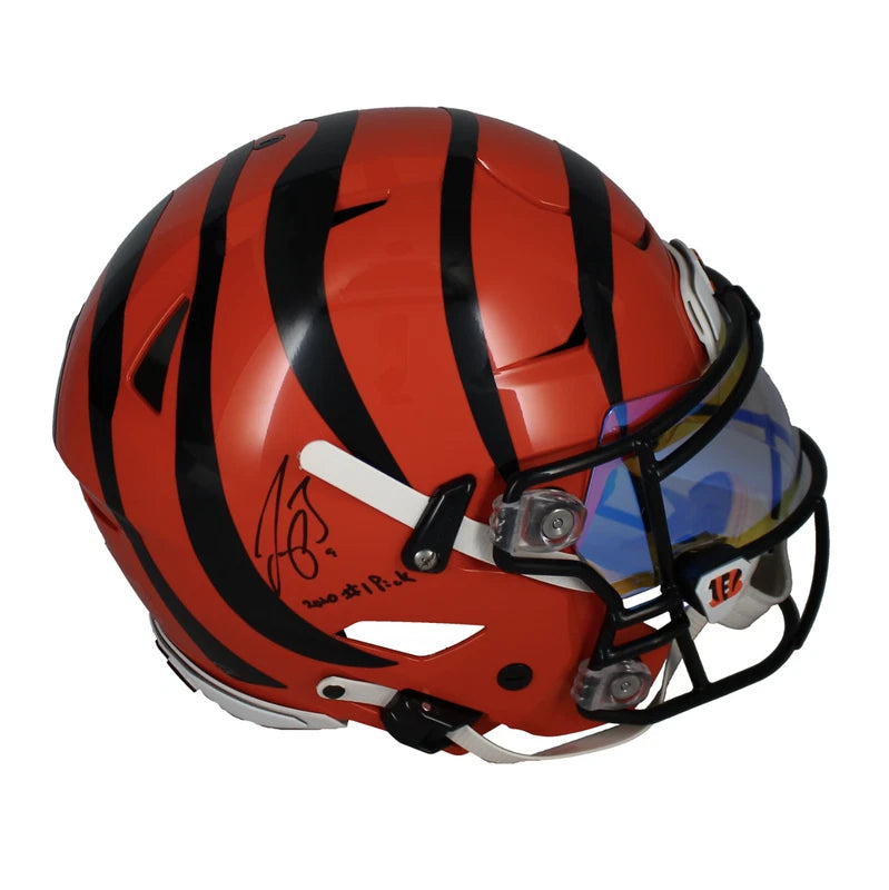 Joe Burrow Autographed/ Inscribed "2020 #1 Pick" Cincinnati Bengals Speedflex Authentic Helmet w/Visor & 3D Bumpers Fanatics