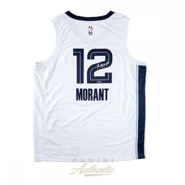 JA MORANT Autographed Memphis Grizzlies White Nike Jersey PANINI