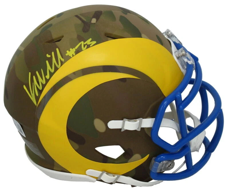 Kyren Williams Autographed Los Angeles Rams CAMO Speed Mini Helmet Beckett Witnessed