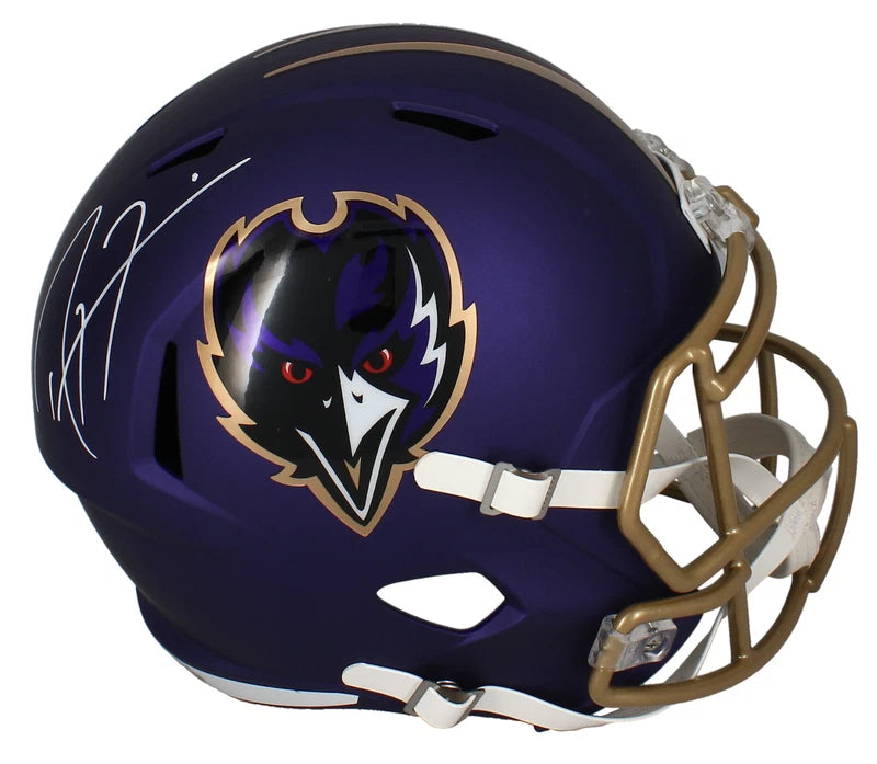 Ray Lewis Autographed Baltimore Ravens Purple 2024 Alternate Speed Full Size Helmet Beckett Witnessed