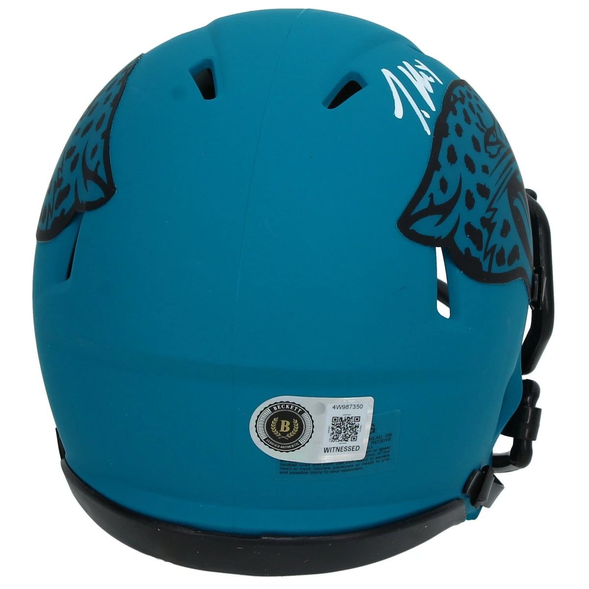 Travis Hunter Autographed Jacksonville Jaguars RAVE Speed Mini Helmet Beckett Witnessed