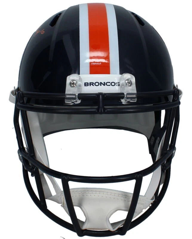 Bo Nix Autographed Denver Broncos 2023 Color Rush Speed Full Size Helmet Beckett Witnessed
