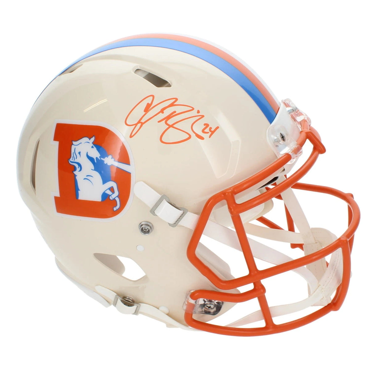 Champ Bailey Autographed Denver Broncos RETRO Speed Authentic Helmet Beckett Witnessed