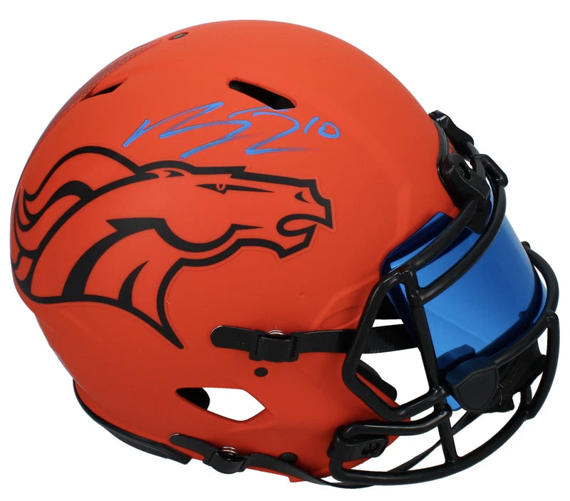 Bo Nix Autographed Denver Broncos RAVE Speed Authentic Helmet with Visor Beckett Witnessed