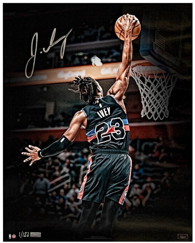 JADEN IVEY Autographed Detroit Pistons "Baseline Jam" 16" x 10" Photograph PANINI LE 123