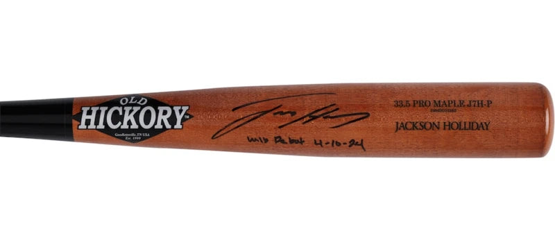 Jackson Holliday Autographed/Inscribed "MLB Debut 4-10-24" Old Hickory Game Model Bat Fanatics