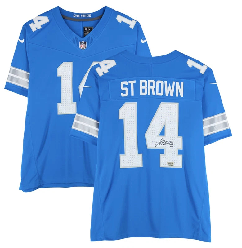 Amon-Ra St. Brown Autographed Detroit Lions Blue Nike F.U.S.E. Limited Jersey Fanatics