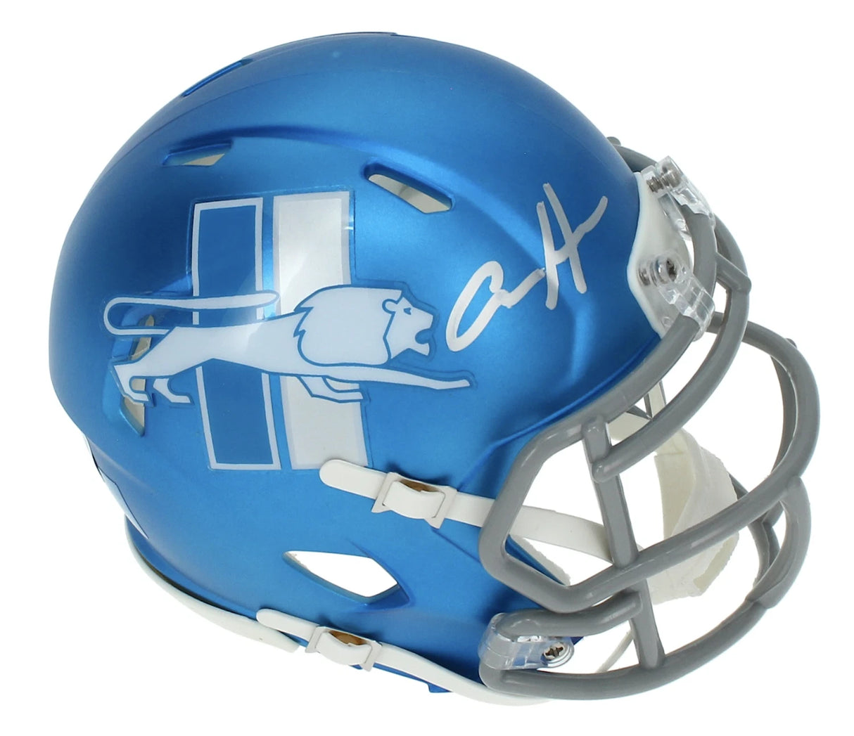 Aidan Hutchinson Autographed Detroit Lions Blue 2023 Alternate Speed Mini Helmet Beckett Witnessed
