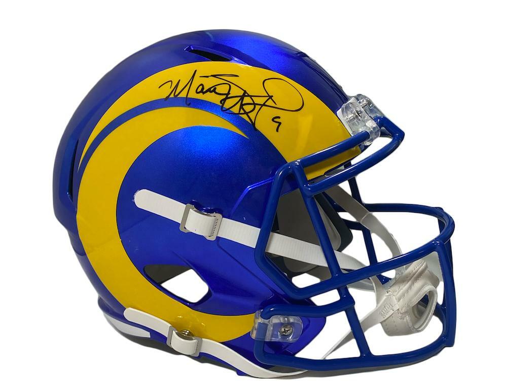 MATTHEW STAFFORD Autographed Los Angeles Rams SB LVI Champs Logo Speed Full Size Helmet FANATICS