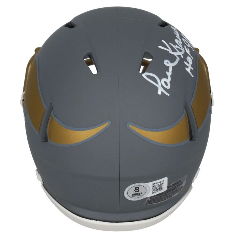 Paul Krause Autographed/Inscribed "HOF 98" Minnesota Vikings Slate Speed Mini Helmet Beckett Witnessed
