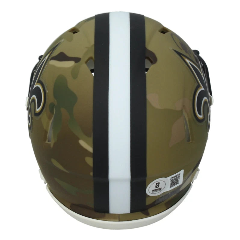 Rashid Shaheed Autographed (in Black) New Orleans Saints Speed CAMO Mini Helmet Beckett Witnessed