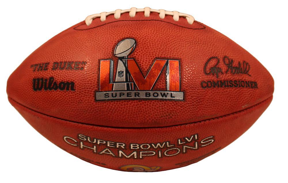 MATTHEW STAFFORD Autographed/Inscribed "SB LVI CHAMPS" Los Angeles Rams SB LVI Champions Logo Wilson Duke Authentic Football FANATICS LE 56