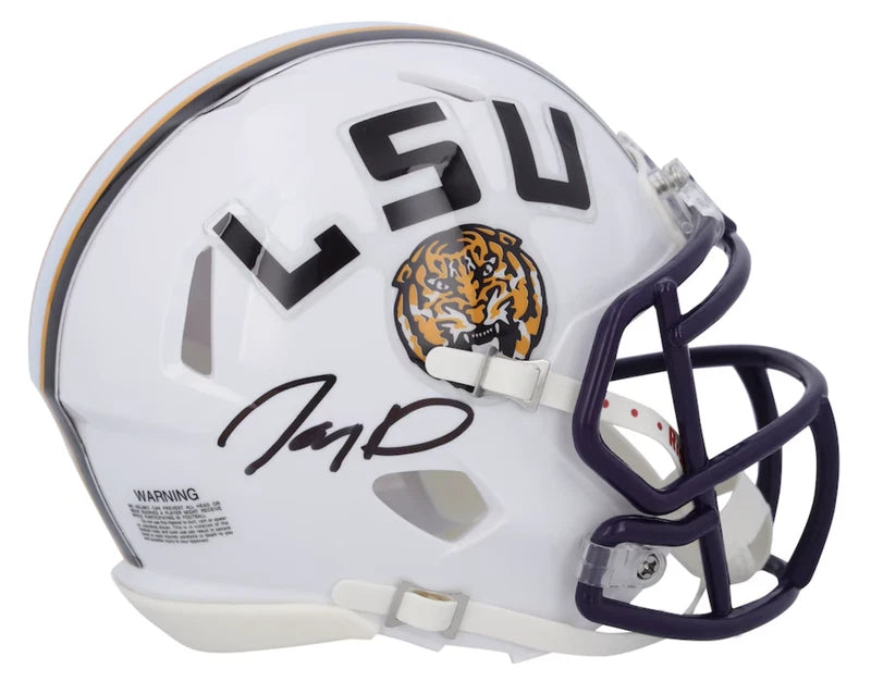 Jayden Daniels Autographed LSU Tigers White Speed Mini Helmet Fanatics