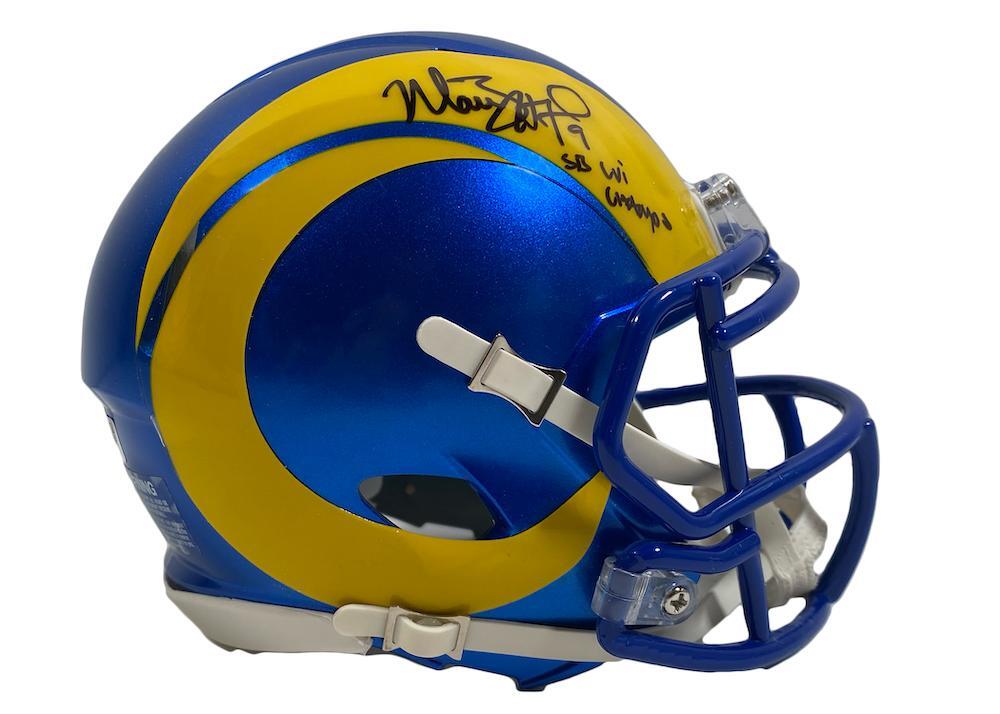 MATTHEW STAFFORD Autographed/Inscribed "SB Lvi Champs" Los Angeles Rams SB LVI Champs Logo Speed Mini Helmet FANATICS