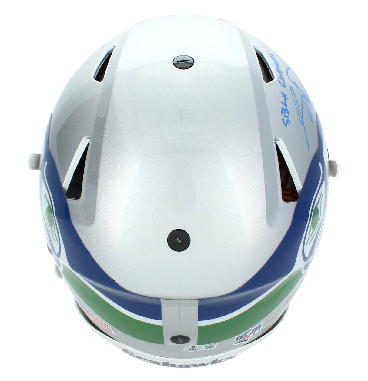 Sam Darnold Autographed/Inscribed "SB LX Champs!" Seattle Seahawks 1983-01 Throwback Speedflex Authentic Helmet Beckett Witnessed
