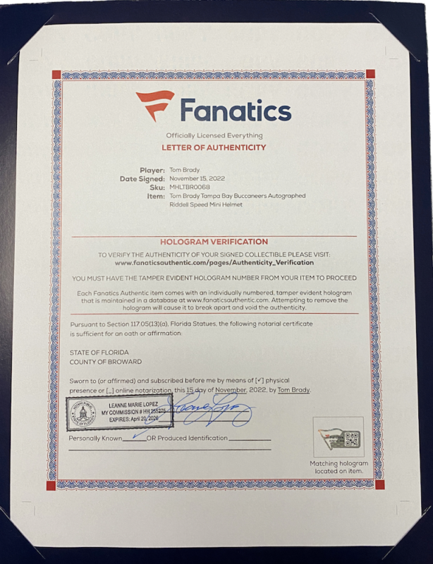 Tom Brady Autographed Tampa Bay Buccaneers Speed Mini Helmet Fanatics