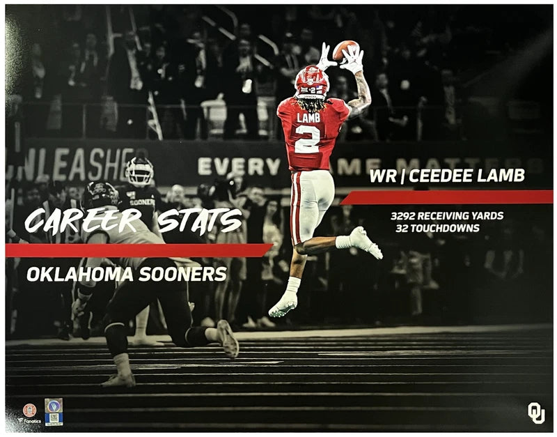 Ceedee Lamb Oklahoma Sooners Career Stats Curve Display 16 x 20 Photograph
