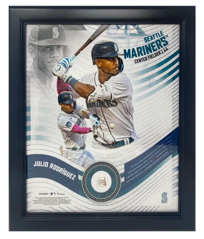 Julio Rodriguez Seattle Mariners Framed 15" x 17" Game Used Baseball Display LE 50