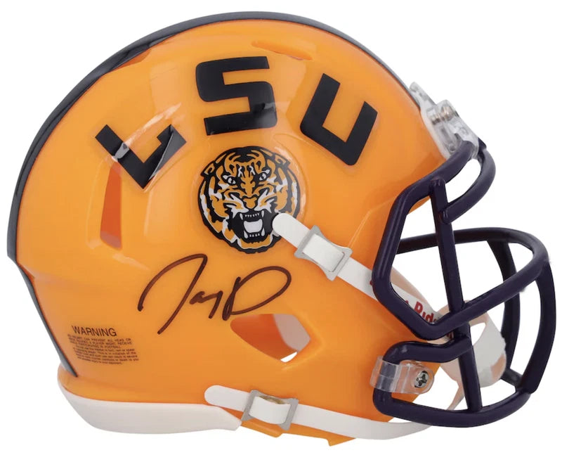 Jayden Daniels Autographed LSU Tigers Yellow Speed Mini Helmet Fanatics
