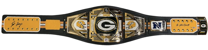 Brett Favre Autographed/Inscribed "SB XXXI Champs" Green Bay Packers Green Bay Packers Championship Belt LE 1/4 GDL/Beckett