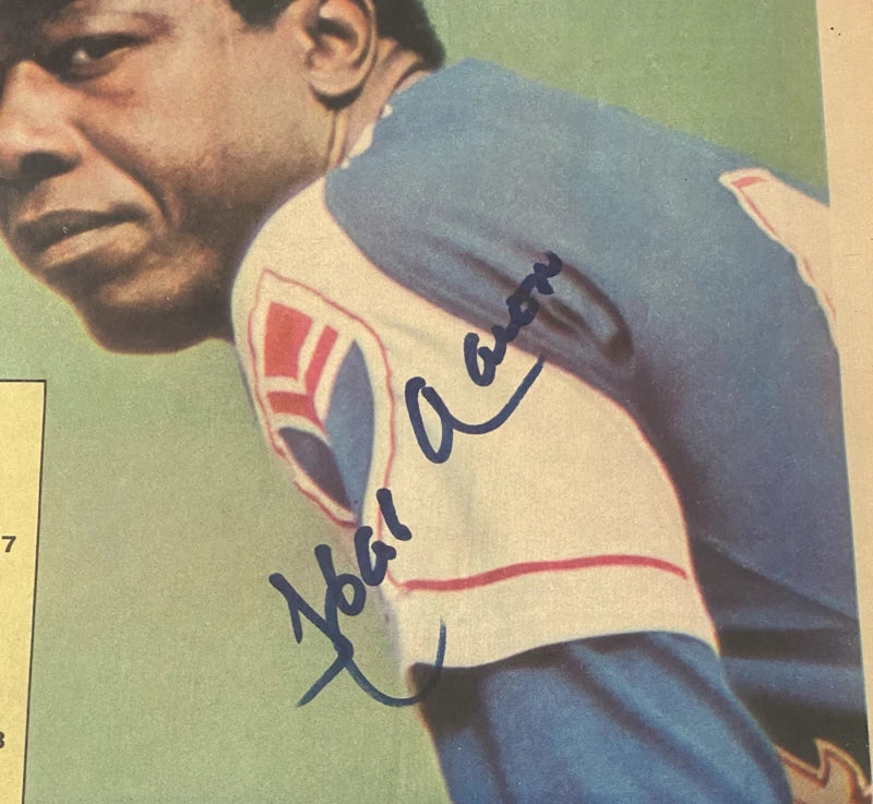 Hank Aaron Autographed Atlanta Braves 7/29/72 The Sporting News Framed Magazine PSA/DNA