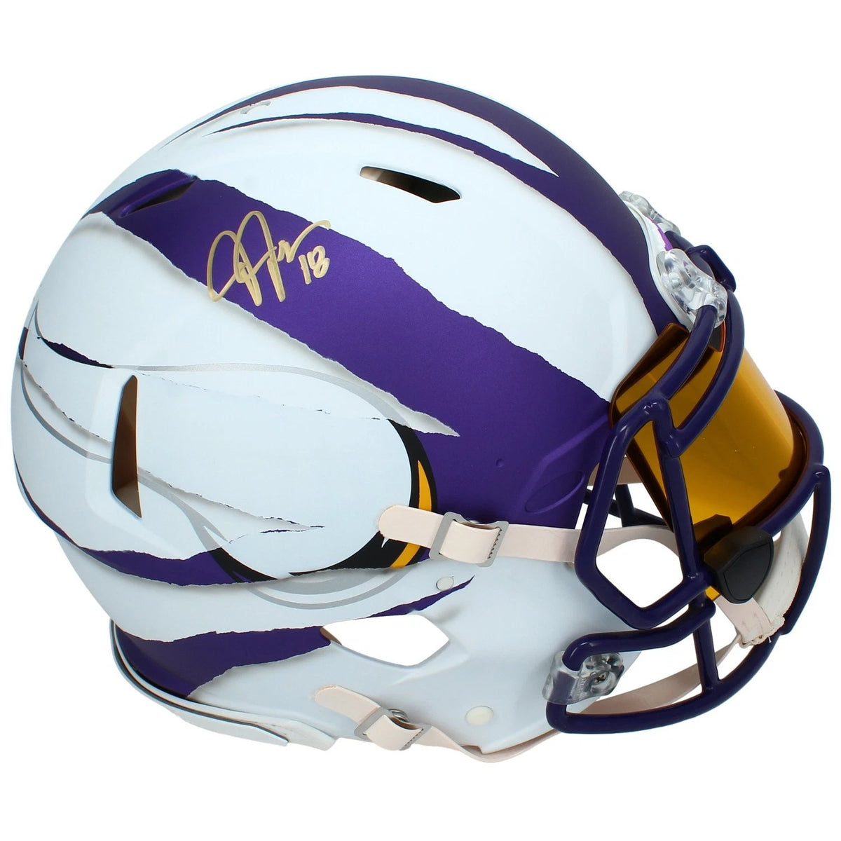 Justin Jefferson Autographed Minnesota Vikings ECC Custom Painted "Ripped" Speed Authentic Helmet Beckett Witnessed
