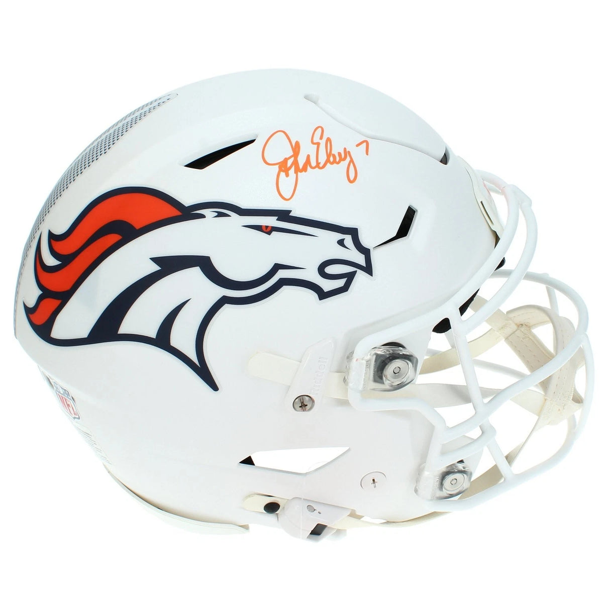 John Elway Autographed Denver Broncos White 2024 Alternate Speedflex Authentic Helmet Beckett Witnessed
