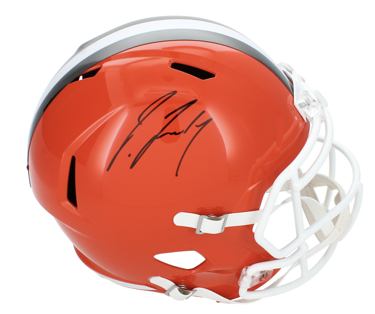 Jerry Jeudy Autographed Cleveland Browns 1975-05 Throwback Speed Full Size Helmet Beckett Witnessed